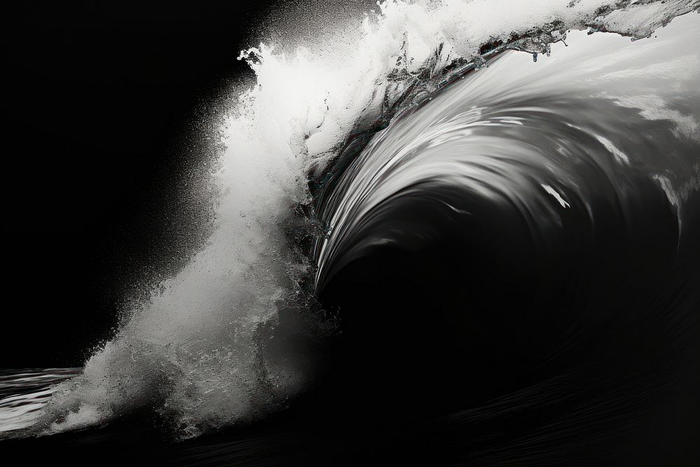 Close-up ocean waves nature motion black.