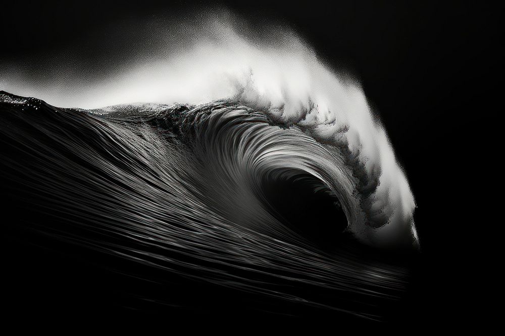 Close-up ocean waves motion nature black.