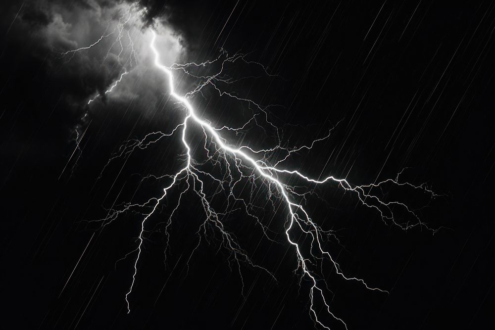 Close-up lightning thunderstorm outdoors nature.