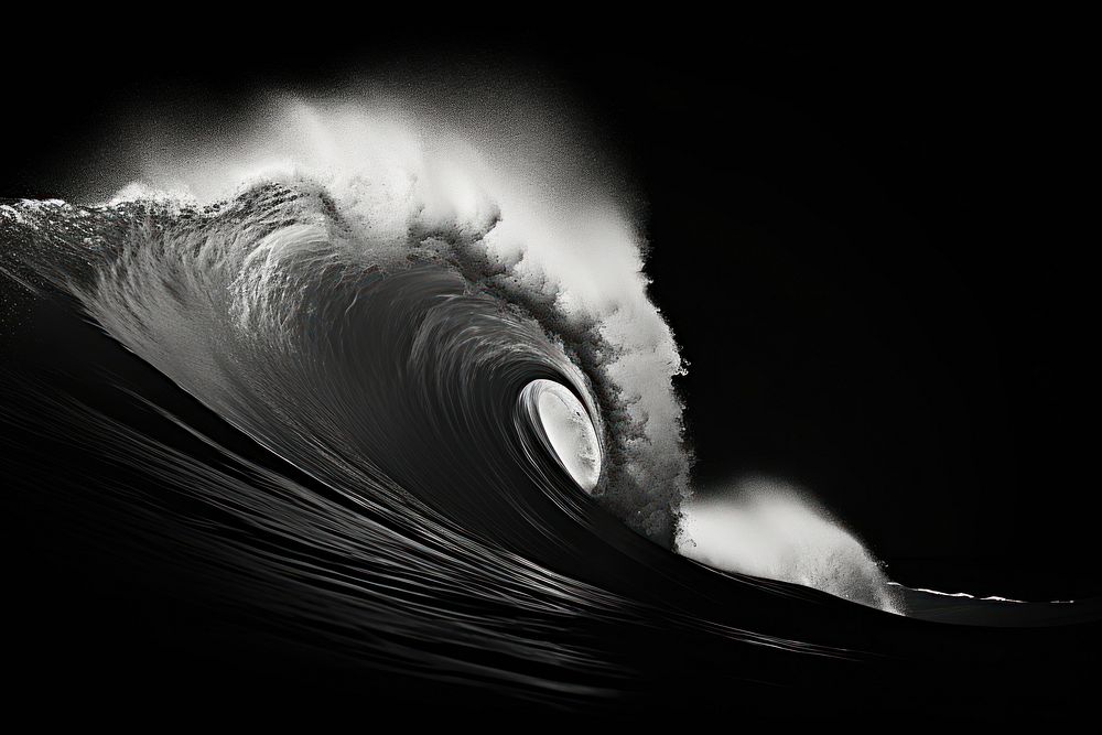 Ocean waves nature motion black.