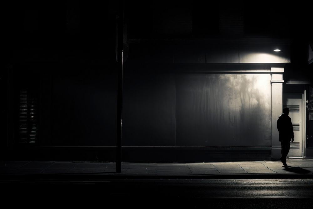 Street silhouette lighting walking.