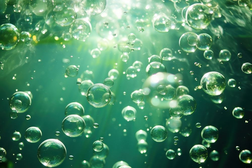 Bubbles and bokeh underwater bubble green backgrounds.