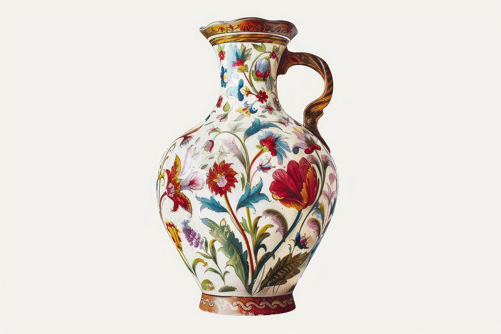 Ottoman painting of vase porcelain pottery jug.