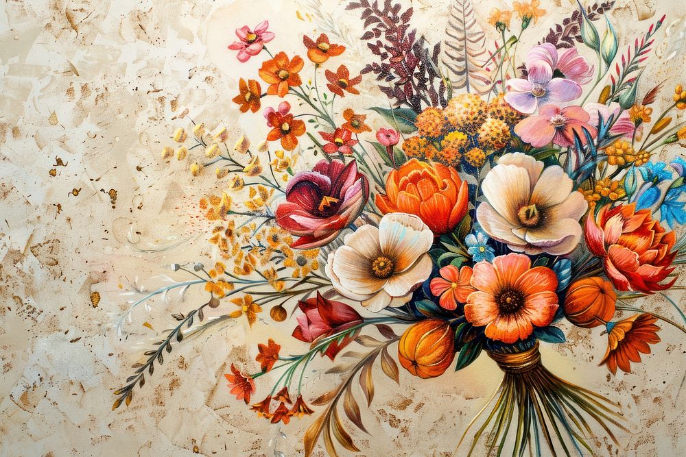 Ottoman painting of bouquet backgrounds pattern flower.