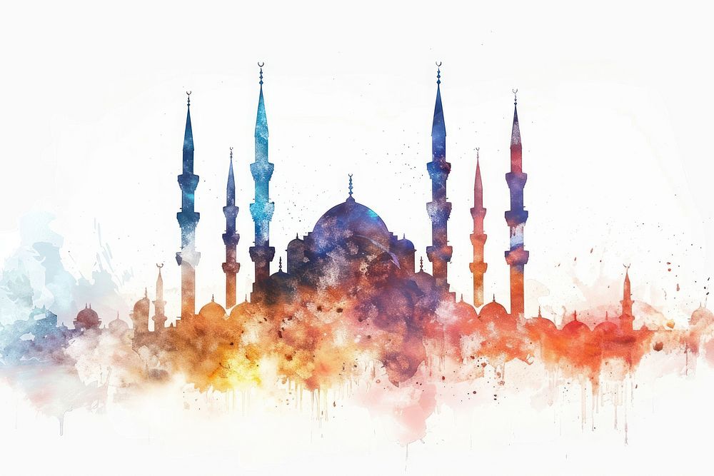 Ottoman painting of Eid architecture backgrounds building.