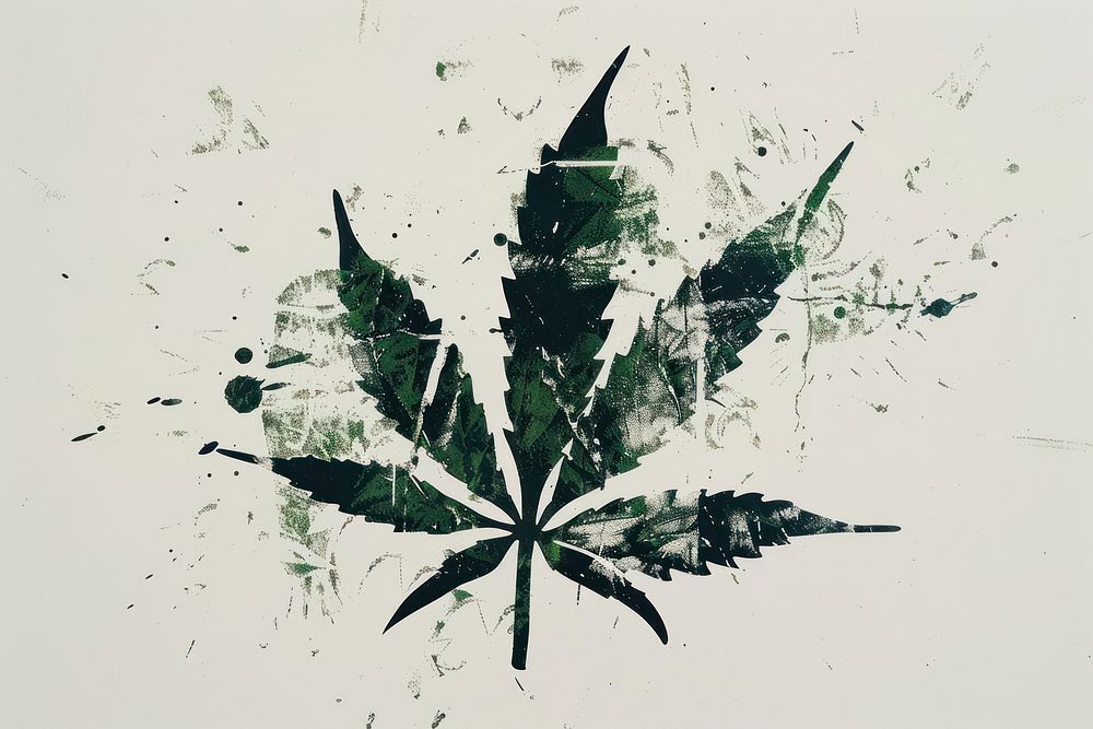 Cannabis plant leaf art.