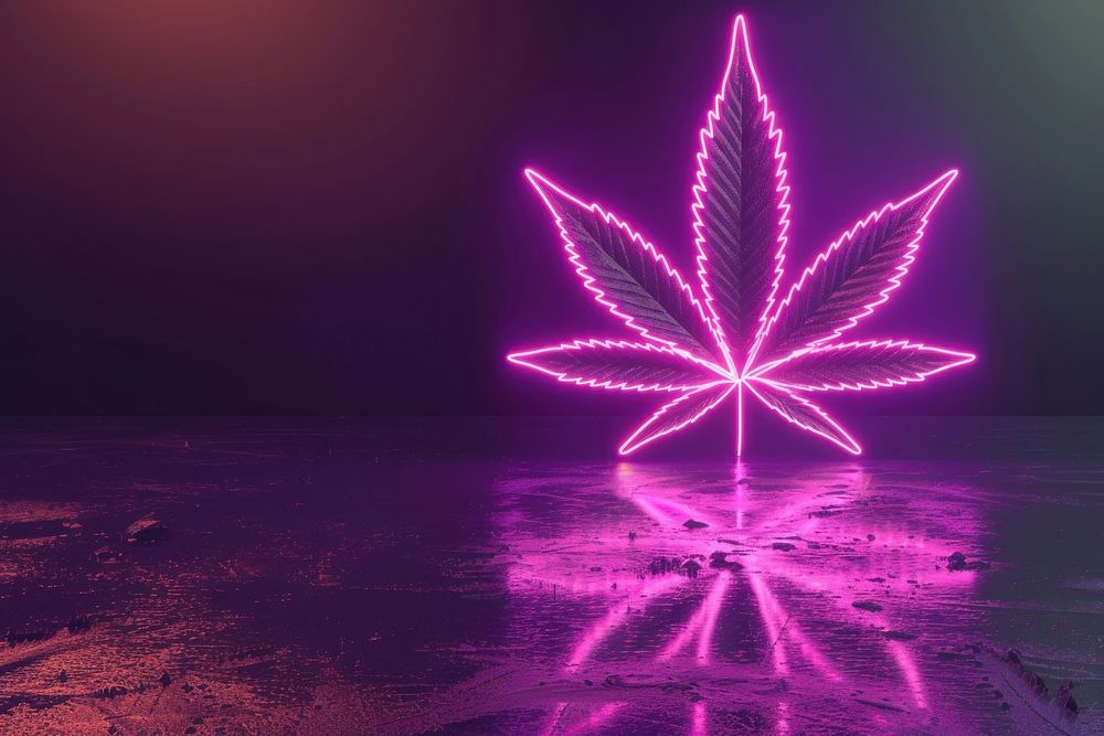 Cannabis leaf light nature purple.