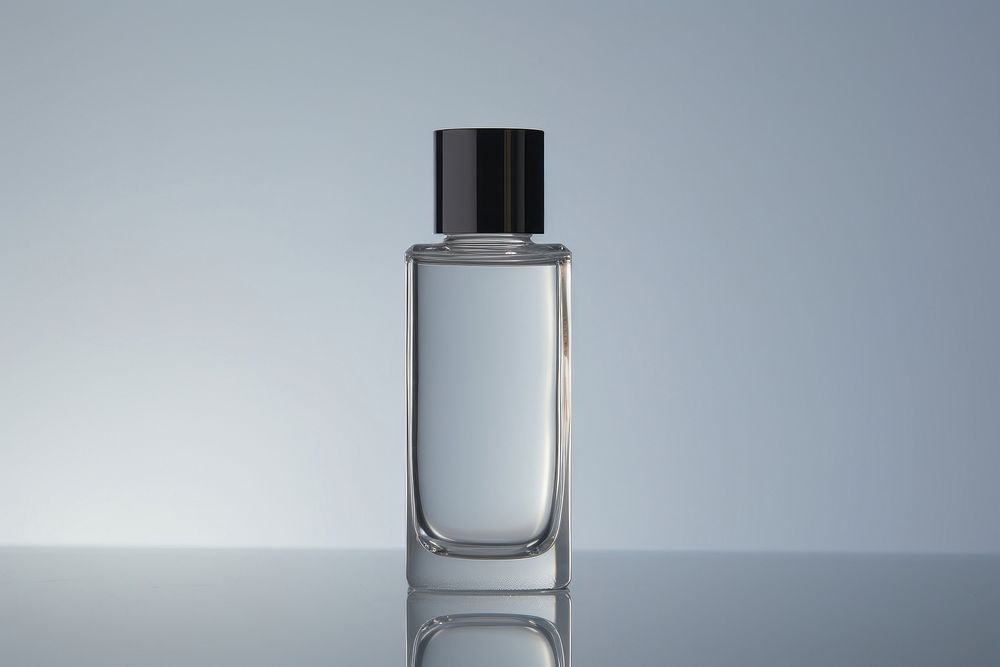 Glass perfume bottle cosmetics studio shot still life.