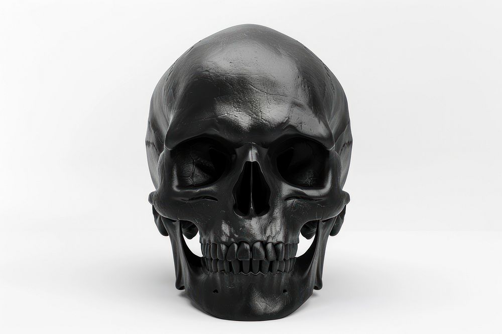 A human skull black white background monochrome.