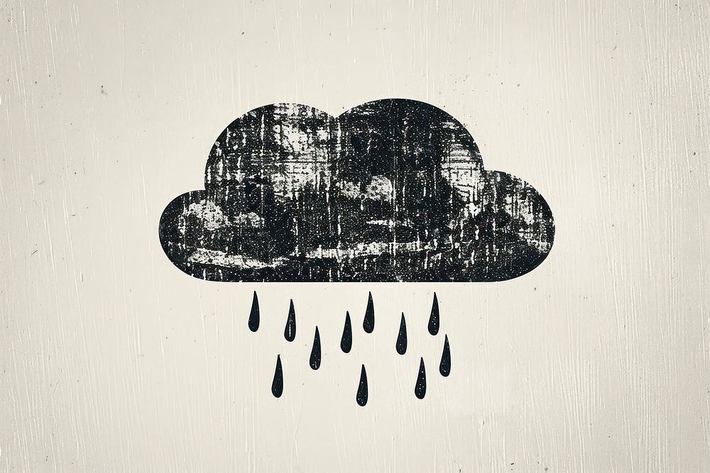 Cloud with rain backgrounds stencil sketch.