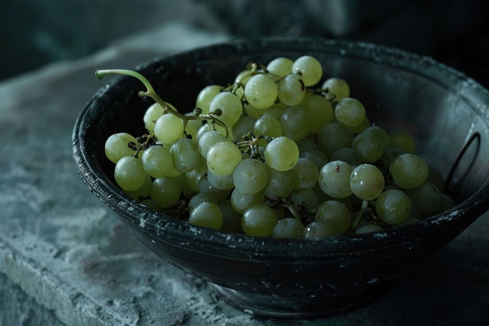 Bowl of grapes fruit plant food.