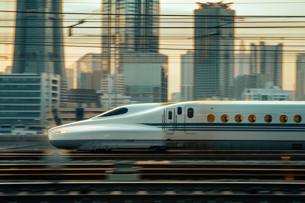 High speed train on railroad vehicle railway transportation.