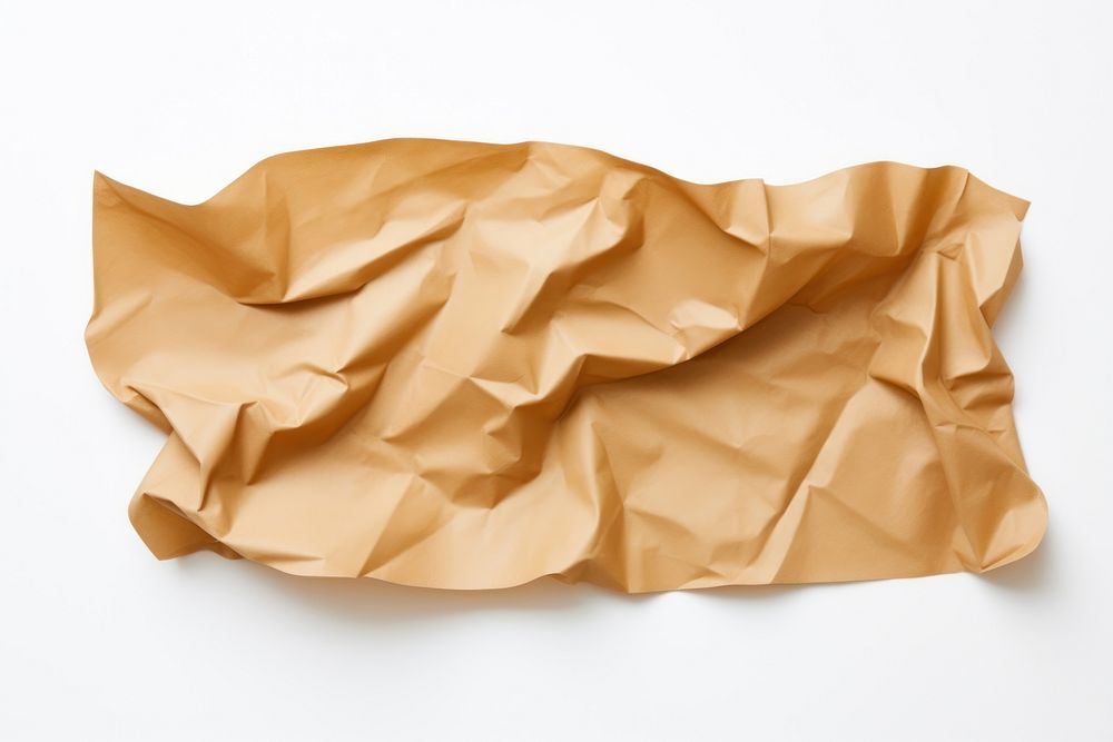 Brown color crumpled paper backgrounds white background simplicity.