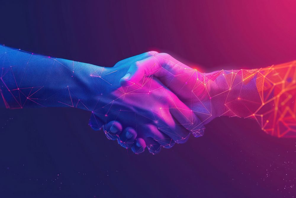 Handshake technology futuristic agreement.
