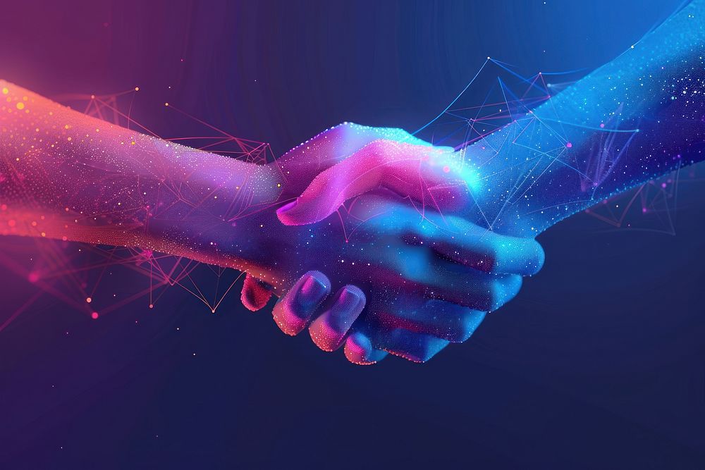 Handshake futuristic technology agreement.