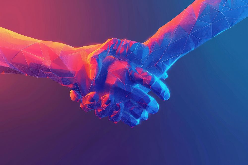 Handshake agreement abstract purple.