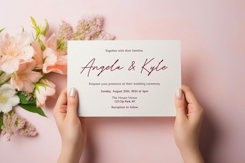 Wedding invitation card mockup psd