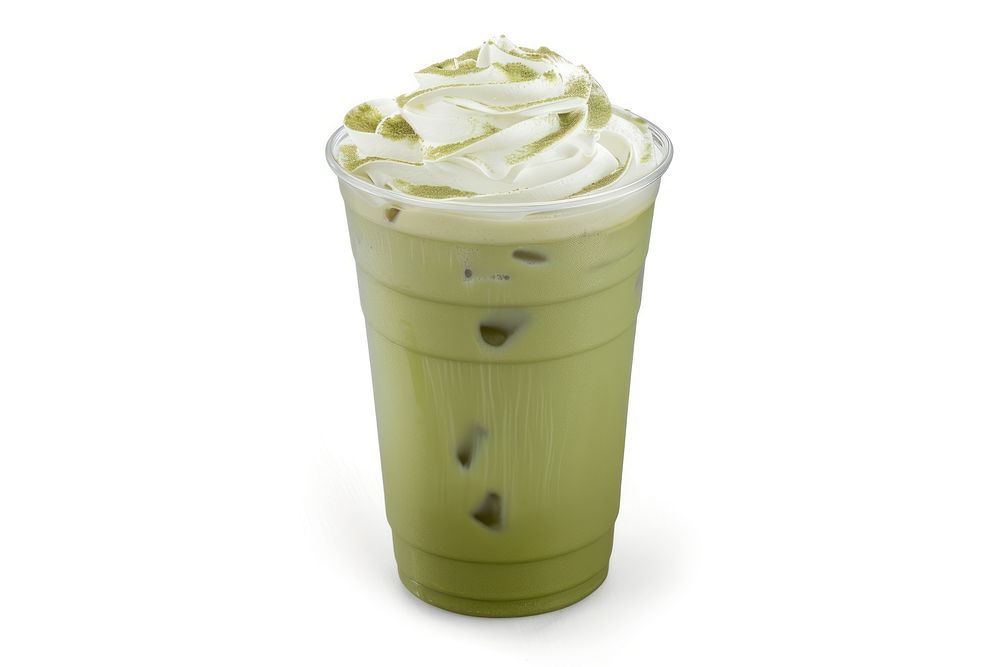 Fresh matcha latte drink cream smoothie.