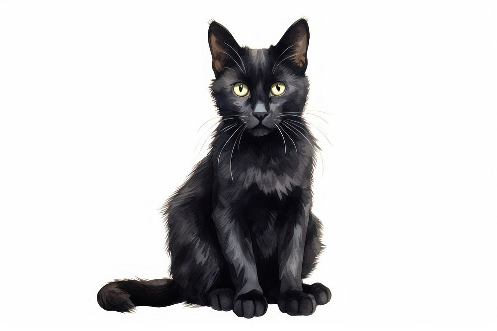 Black cat sitting mammal animal.