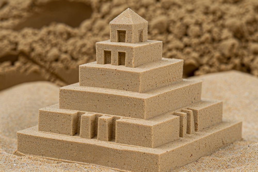 Building a sandcastle on the beach outdoors architecture shoreline.