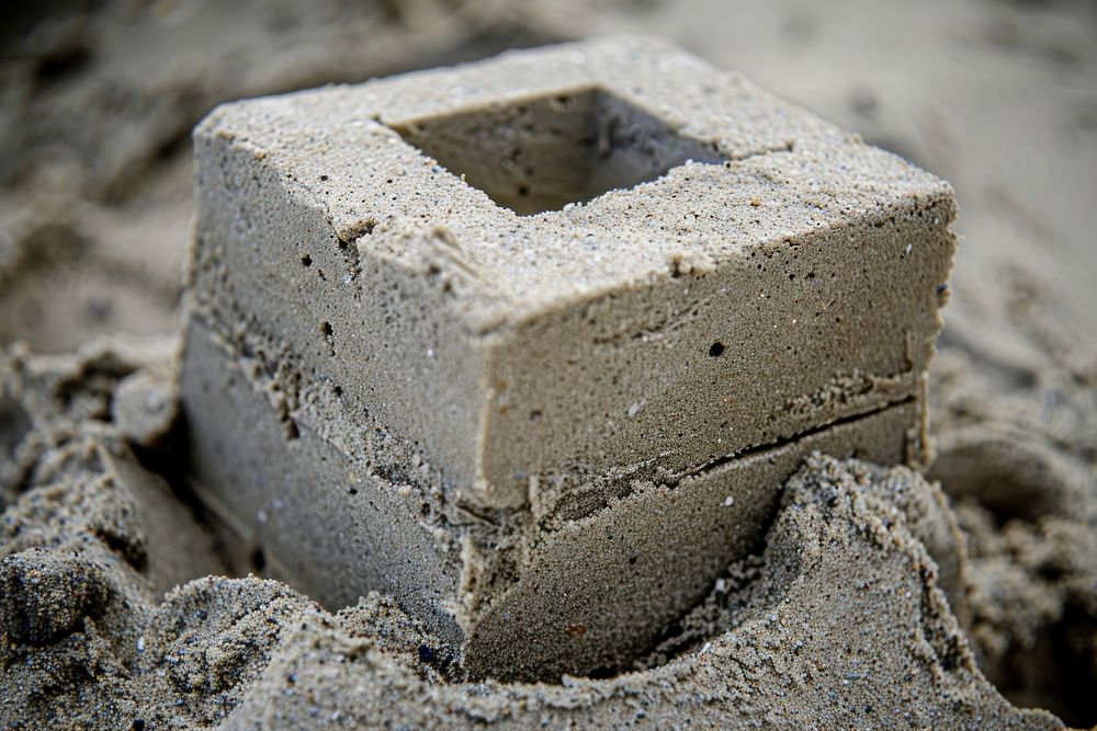 Building a sandcastle on the beach outdoors construction concrete.