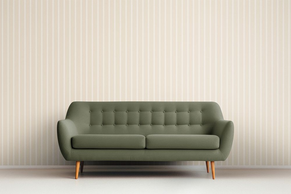 Dull green sofa mockup psd