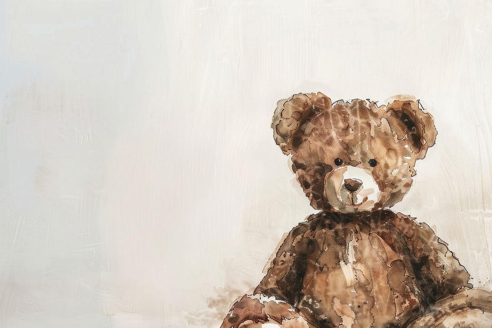 Dark brown teddy bear painting toy art.