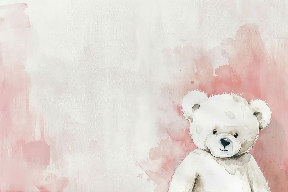 White teddy bear painting art toy.