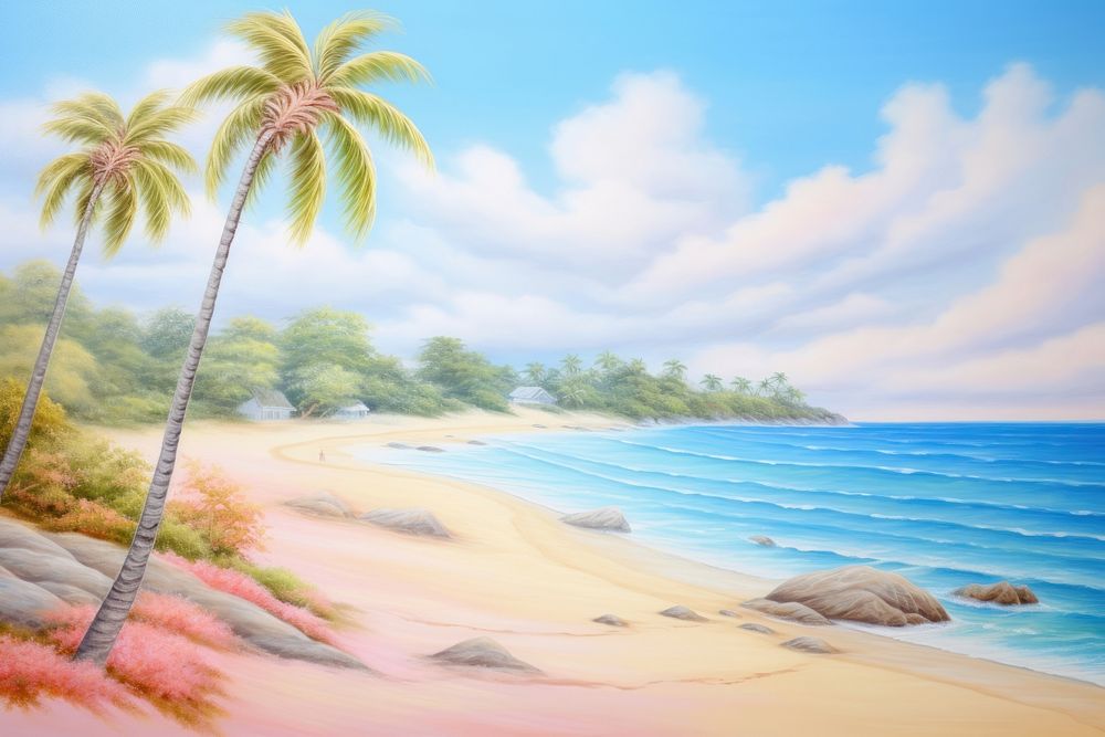 Landscape of beach outdoors painting nature.