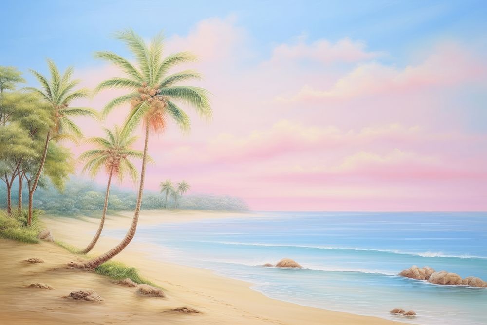 Landscape of beach outdoors painting horizon.