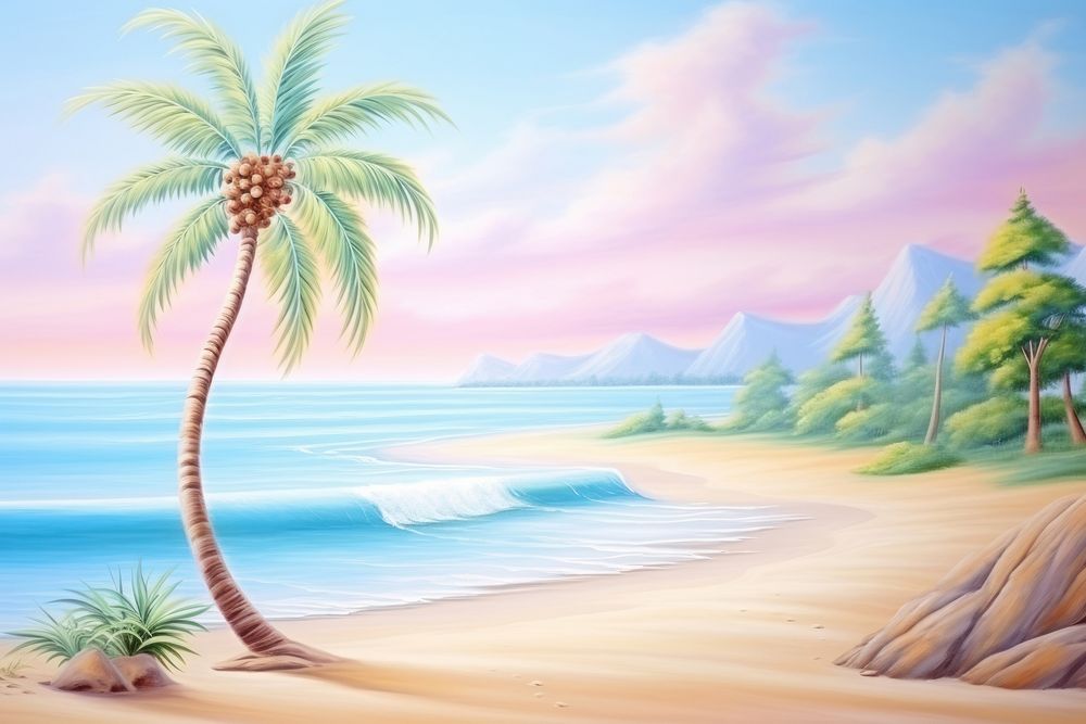 Landscape of beach backgrounds outdoors painting.