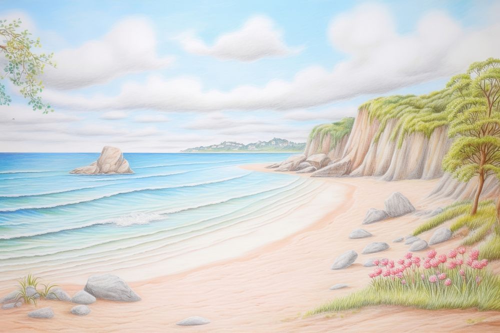 Landscape of beach painting outdoors nature.