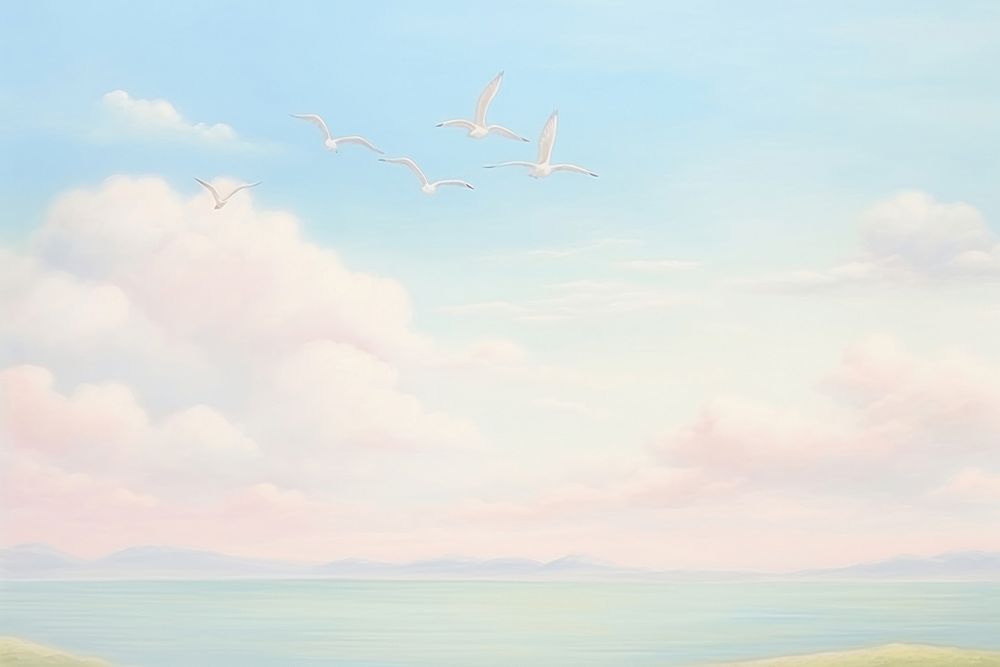Sky with cloud and birds backgrounds landscape outdoors.