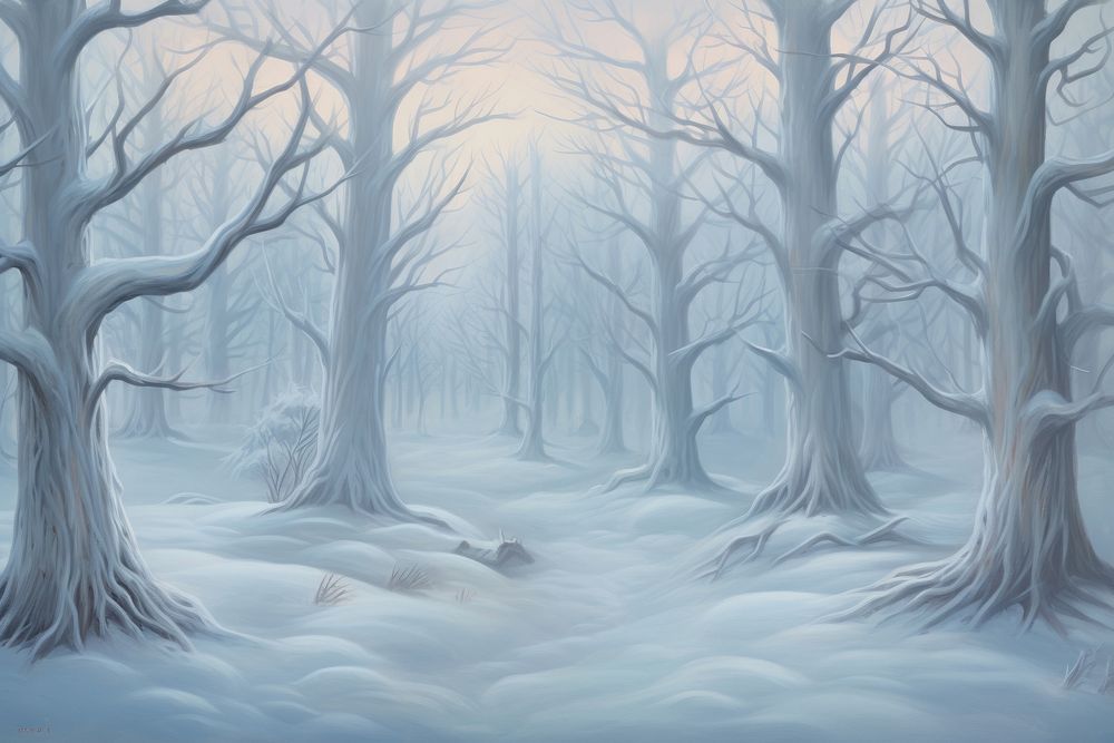 PNG Painting of Winter forest backgrounds landscape woodland.