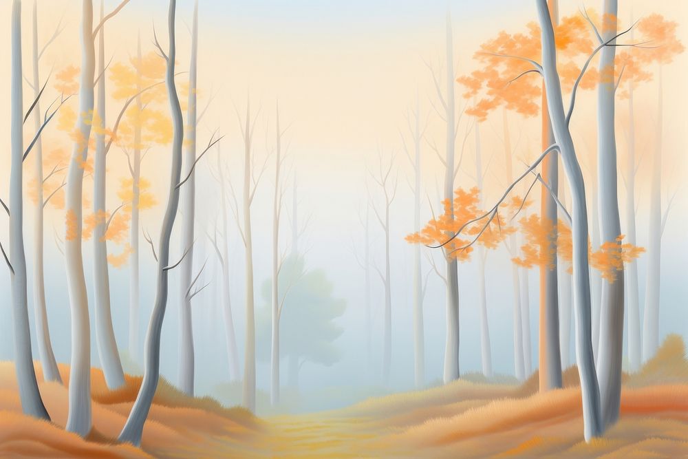 PNG Painting of Autumn forest backgrounds landscape outdoors.