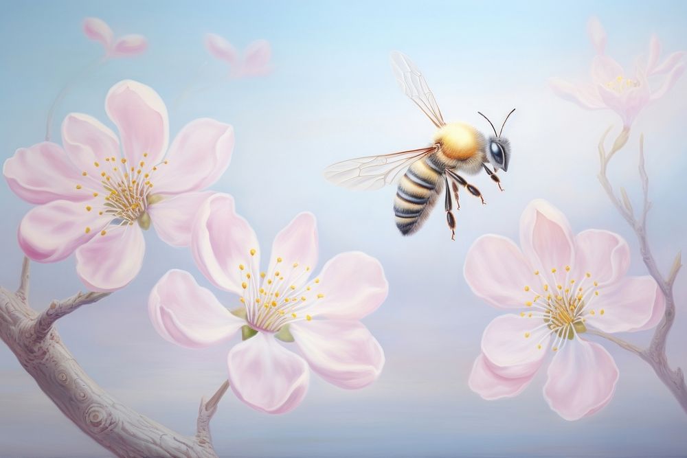 Bees blossom flower animal.
