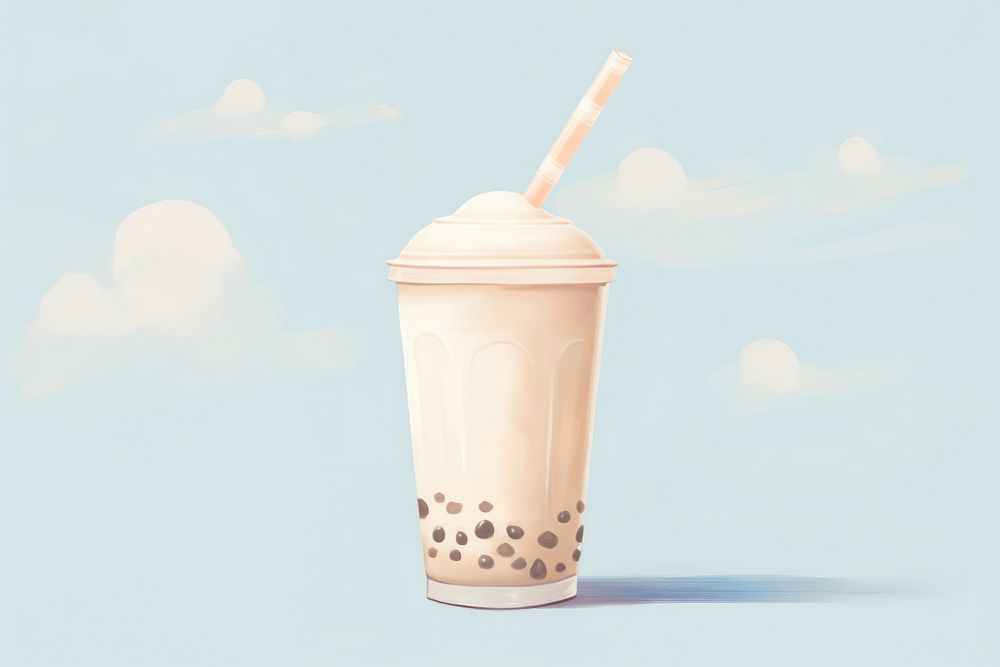 PNG Painting of boba tea drink refreshment disposable.
