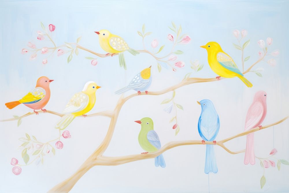 Colorful birds painting animal canary.
