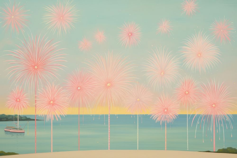 Painting of fireworks backgrounds outdoors nature.