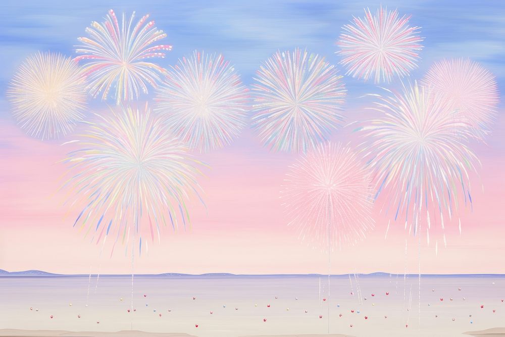 Painting of fireworks backgrounds outdoors nature.