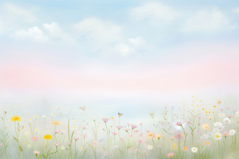 Painting of meadow border backgrounds grassland landscape.