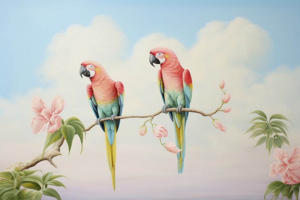Painting of parrots animal bird creativity.