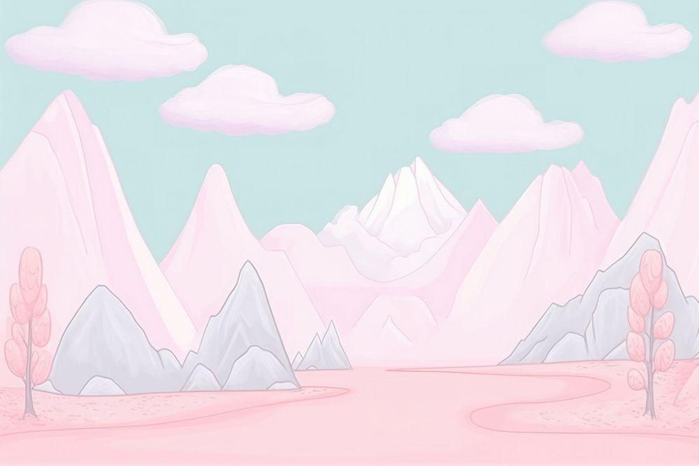 PNG Painting of snow mountains backgrounds outdoors drawing.