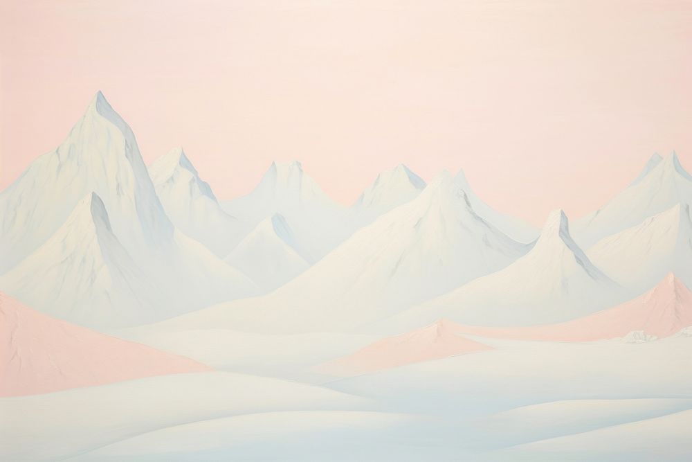 PNG Painting of snow mountains backgrounds nature white.