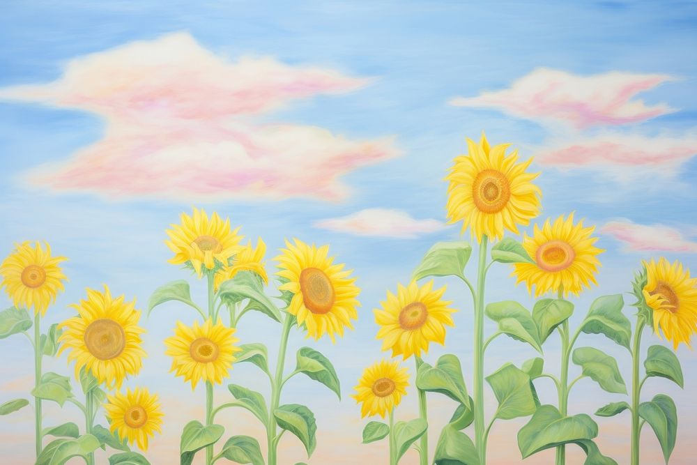 Sunflowers painting backgrounds outdoors.