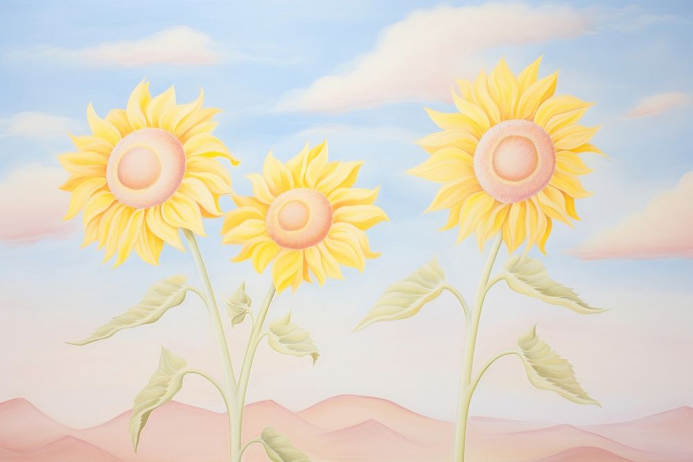 Sunflowers painting plant art.