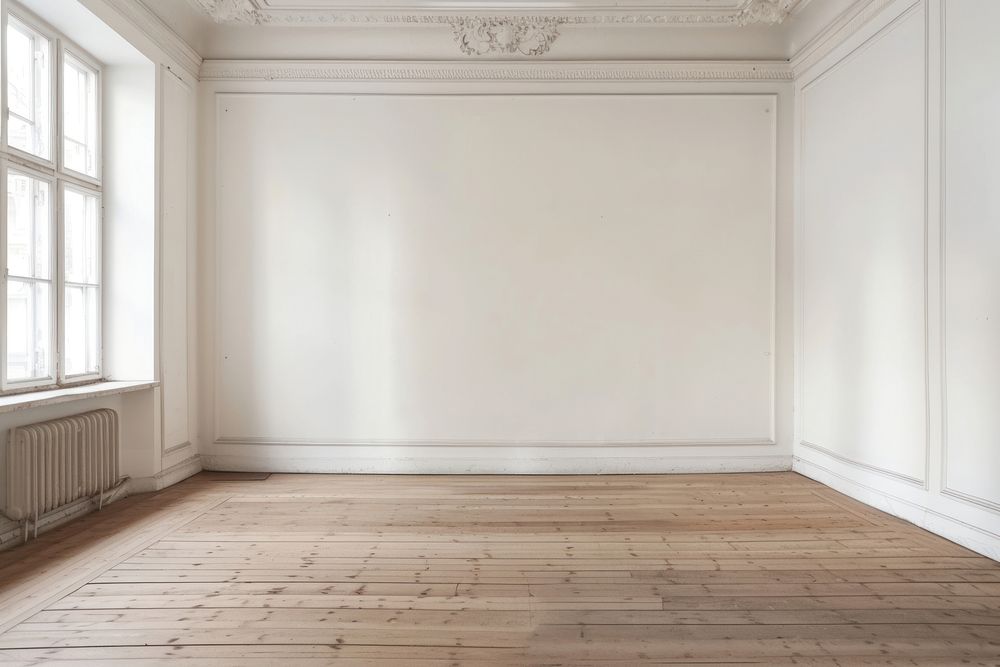White empty wall flooring room architecture.