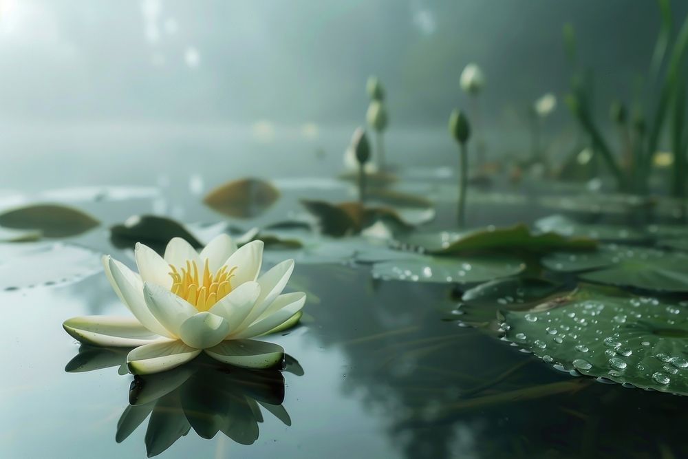 Water lilly lotus outdoors blossom nature.