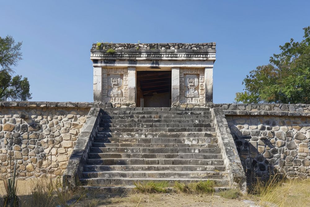 Aztec temple landmark sky fortification. | Free Photo - rawpixel