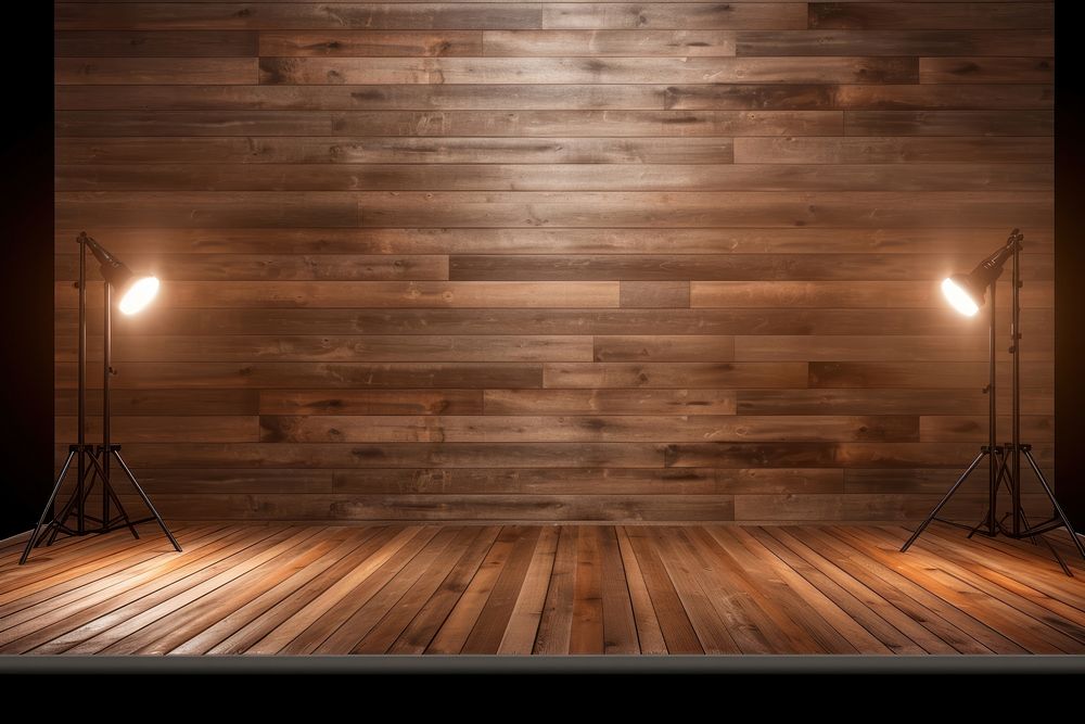Brown wooden backdrop backgrounds spotlight hardwood.